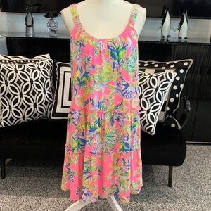 NWT. Lilly Pulitzer   Medium Pink Tropical Floral Sundress -